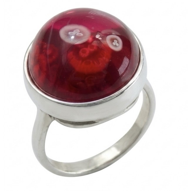Jeanne Natural 17.4 carat Ruby .925 Sterling Silver dipped in rhodium handmade Statement Ring size 8