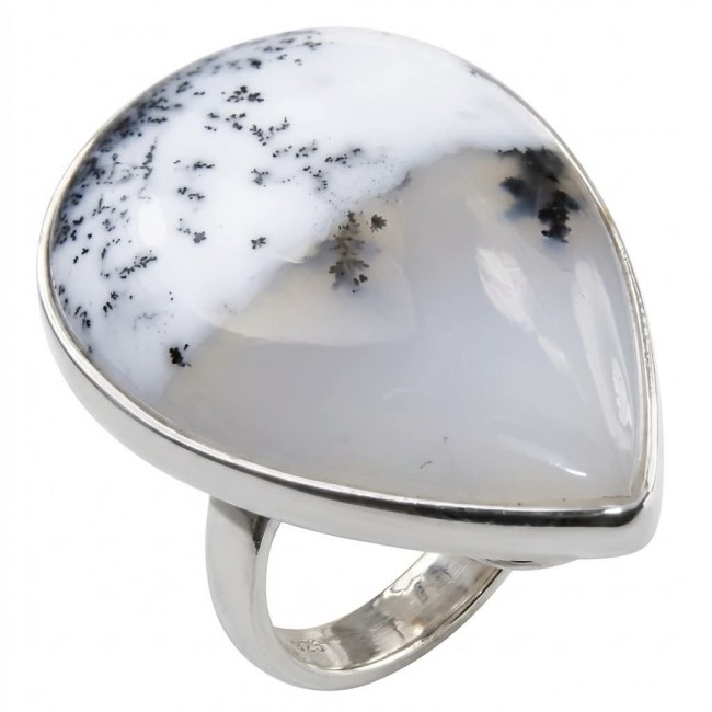 Top Quality Dendritic Agate .925 Sterling Silver handcrafted Large Ring s. 7 adjustable