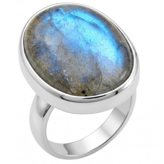 MOONLIGHT Shimmering Labradorite .925 Sterling Silver handcrafted Large ring size 8 adjustable