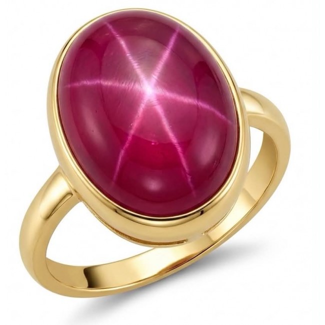 Bella Rosa Genuine 10.5 CARAT Star Ruby 22K Gold over .925 Sterling Silver Large Statement Ring size 8 adjustable