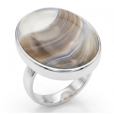 Simplicity Scentic Botswana Agate .925 Sterling Silver handcrafted Ring s. 8 adjustable