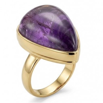 Purple Royalty 45.5 carat Amethyst .925 Sterling Silver dipped in 18K Gold over Handcrafted Large Ring size 7