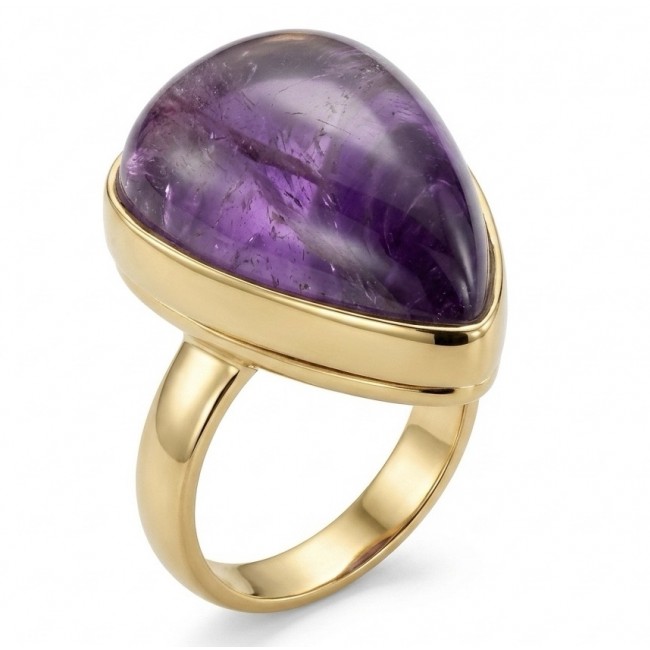 Purple Royalty 45.5 carat Amethyst .925 Sterling Silver dipped in 18K Gold over Handcrafted Large Ring size 7