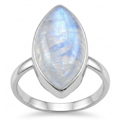 Ice Queen Rainbow top quality Moonstone .925 Sterling Silver handmade ring s. 8 1/4