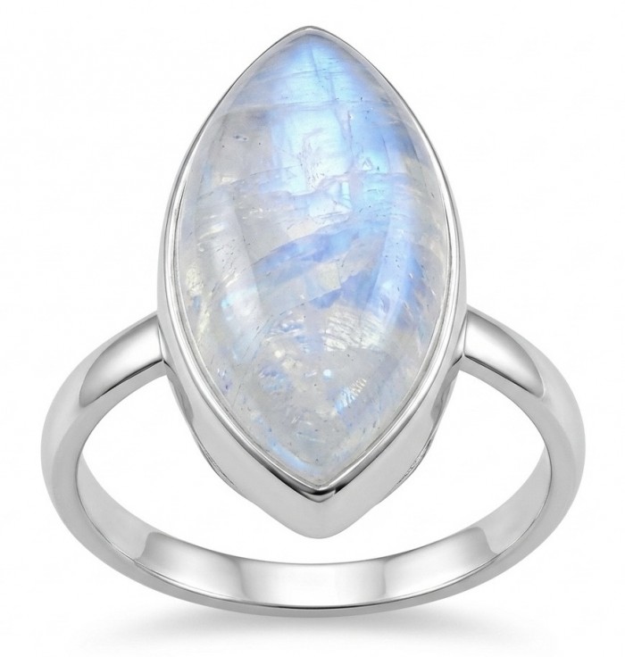 Ice Queen Rainbow top quality Moonstone .925 Sterling Silver handmade ring s. 8 1/4