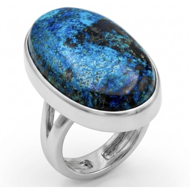 Bohemian Style - Stone Of Harmony Parrots Wing Chrysocolla .925 Sterling Silver ring s. 7 adjustable