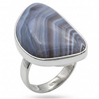 Top quality Scentic Botswana Agate .925 Sterling Silver handcrafted Ring s. 7 adjustable