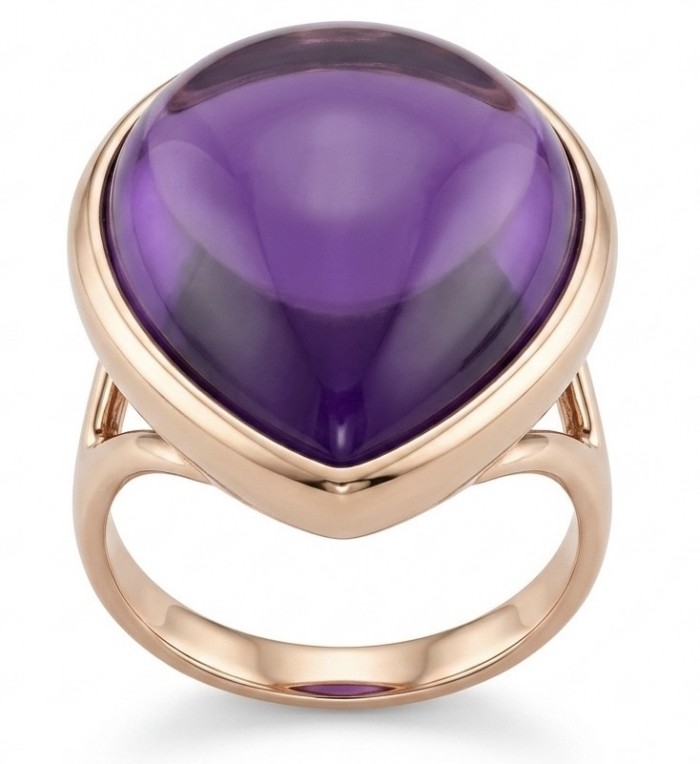 Top quality 23.5 carat Amethyst .925 Sterling Silver dipped in 18K Gold Handcrafted Large Ring size 6