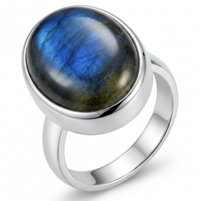 Magic Night Natural Labradorite .925 Sterling Silver handcrafted Large ring size 8 adjustable