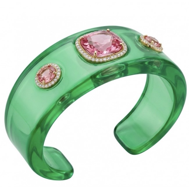 Candy Store - Modern Design Natural Green Raisin Pink Topaz .925 Sterling Silver bracelet