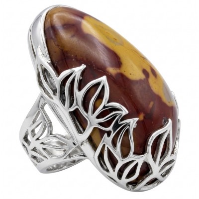 Caterina 25.8 carat Mookaite .925 Sterling Silver brilliantly handcrafted ring s. 7 adjustable