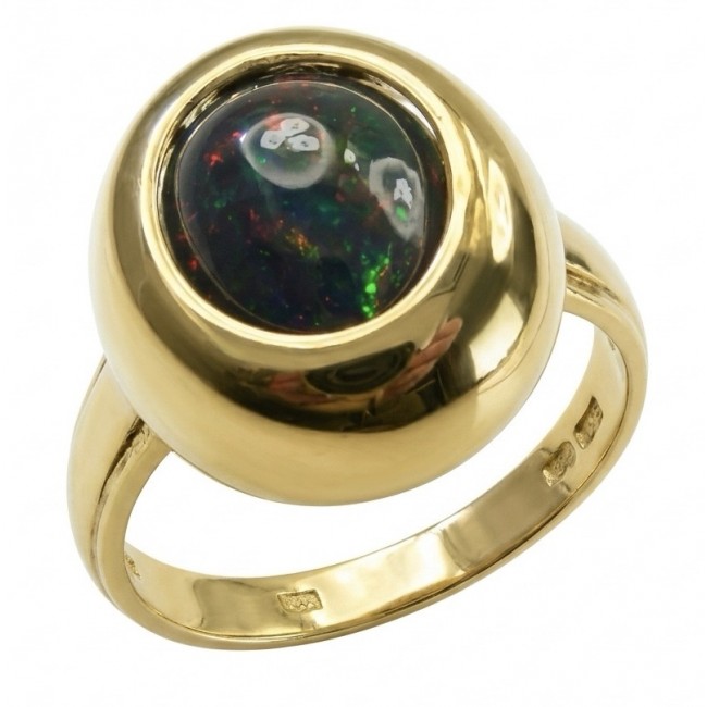 Authentic 11.2ct Black Opal 18K gold over .925 Sterling Silver brilliantly handcrafted ring s. 8 1/4