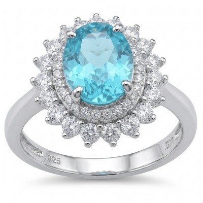 WONDERLAND 15.5 carat Paraiba Tourmaline .925 Sterling Silver Handcrafted Ring size 9