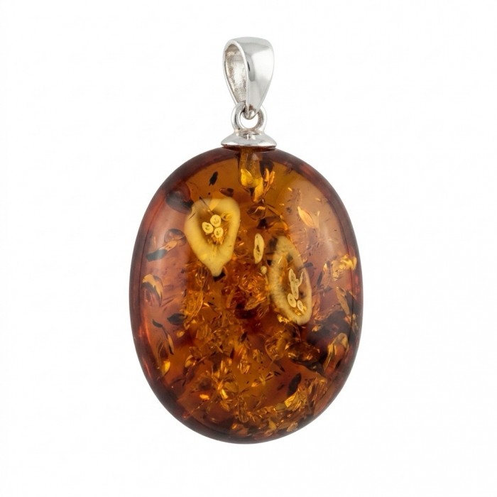 Prehistoric Authentic Baltic Amber .925 Sterling Silver beautifully handcrafted Pendant