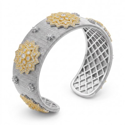 Dolce Vita - Precious Natural 9.5 carat White Topaz 2 tones .925 Sterling Silver handcrafted bracelet