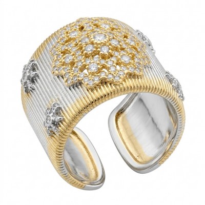 Dolce Vita - Precious Natural 9.5 carat White Topaz 2 tones .925 Sterling Silver handcrafted Ring size 7