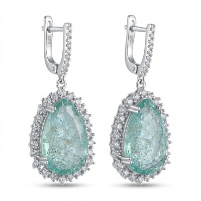 Angelina 20.9 carat authentic Aquamarine .925 Sterling Silver Handcrafted Earrings