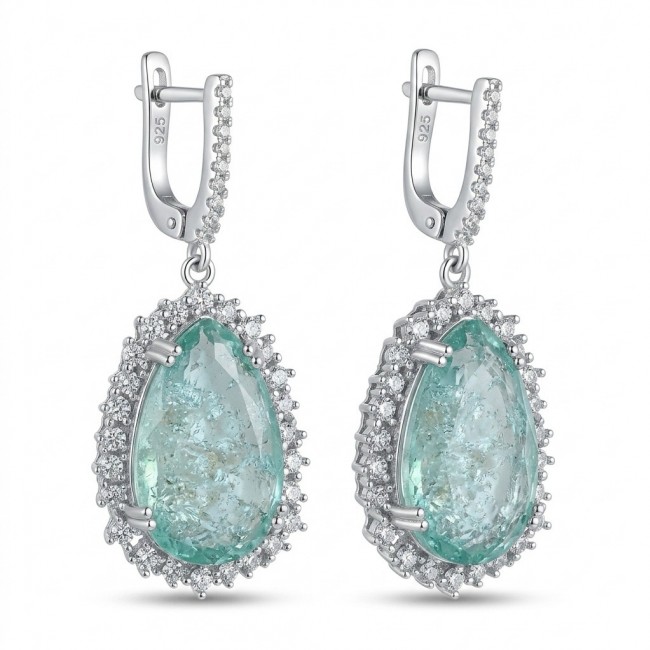 Angelina 20.9 carat authentic Aquamarine .925 Sterling Silver Handcrafted Earrings