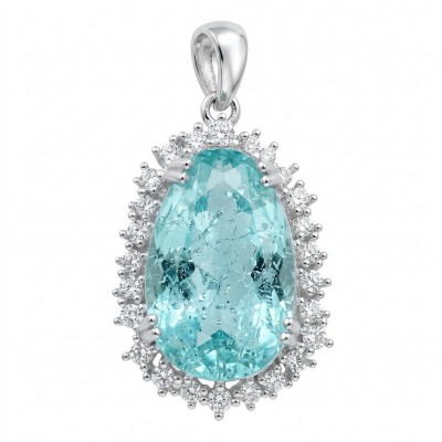 Angelina 14.9 carat authentic Aquamarine .925 Sterling Silver Handcrafted pendant