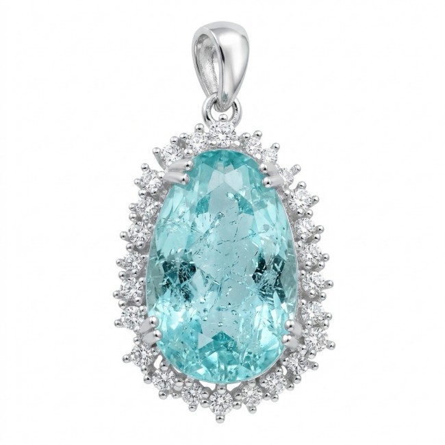 Angelina 14.9 carat authentic Aquamarine .925 Sterling Silver Handcrafted pendant
