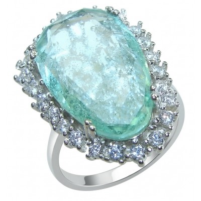 Angelina 14.9 carat authentic Aquamarine .925 Sterling Silver Handcrafted Ring size 7