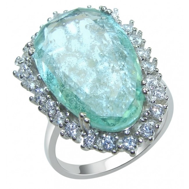 Angelina 14.9 carat authentic Aquamarine .925 Sterling Silver Handcrafted Ring size 7