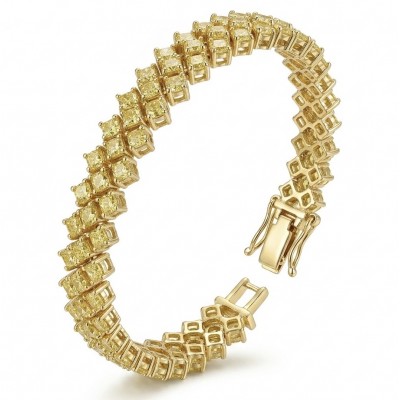 Melissa - Great Masterpiece 32.2 carat genuine Peridot 18K Gold over .925 Sterling Silver handmade Statement bracelet