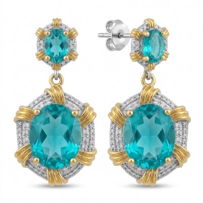 Eau Pure 10.5 carat AQUAMARINE 14K Gold over .925 Sterling Silver Handcrafted Earrings