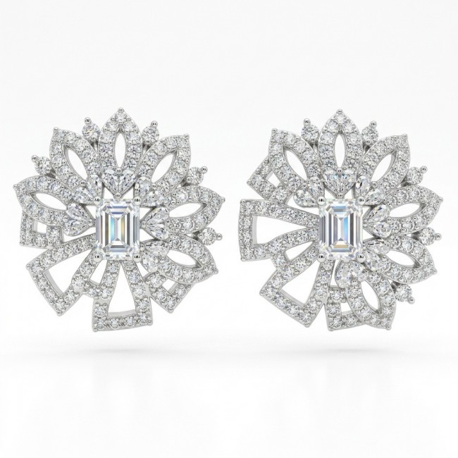 Isabella authentic 4.2 carat White Topaz .925 Sterling Silver handcrafted earrings