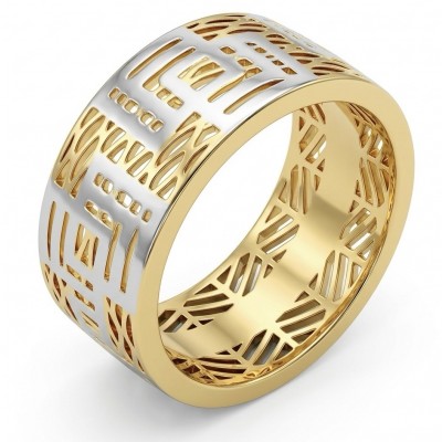 Secret code Precious Natural two tones .925 Sterling Silver Women ring size 10