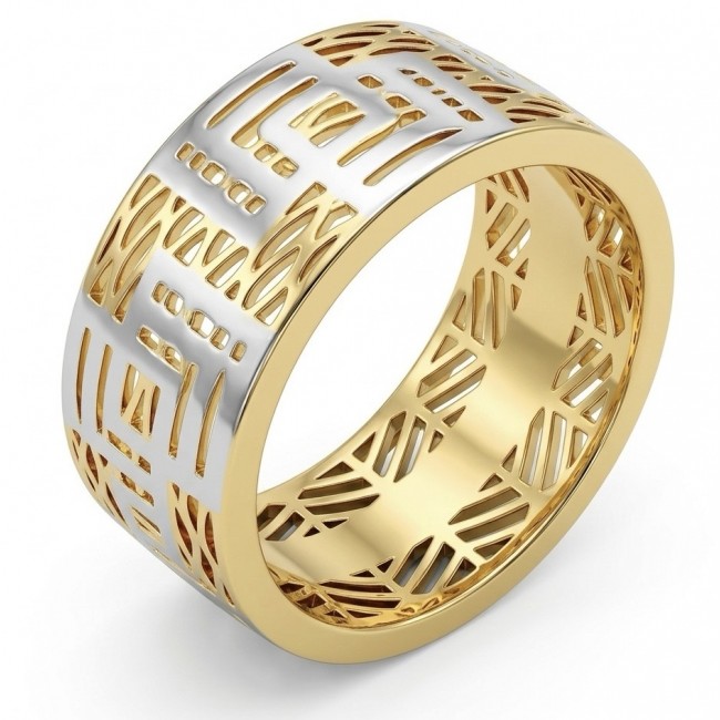 Secret code Precious Natural two tones .925 Sterling Silver Women ring size 10