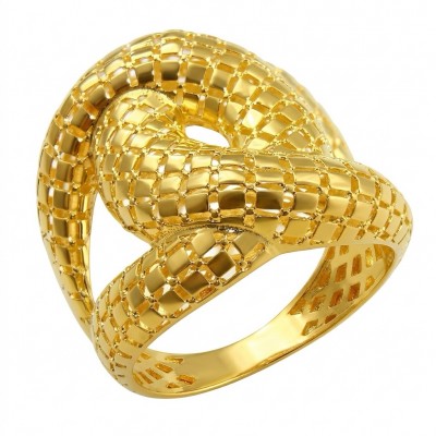 Dubai Style - Golden knot - .925 Sterling Silver dipped in 22K Gold handmade Large ring size 8