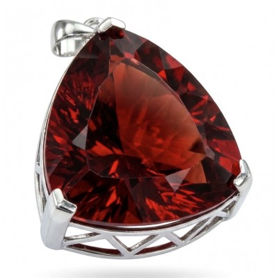 Very Rare! Trillion Cut Perfect 44.5 carat Volcanic Helenite .925 Sterling Silver handcrafted Pendant