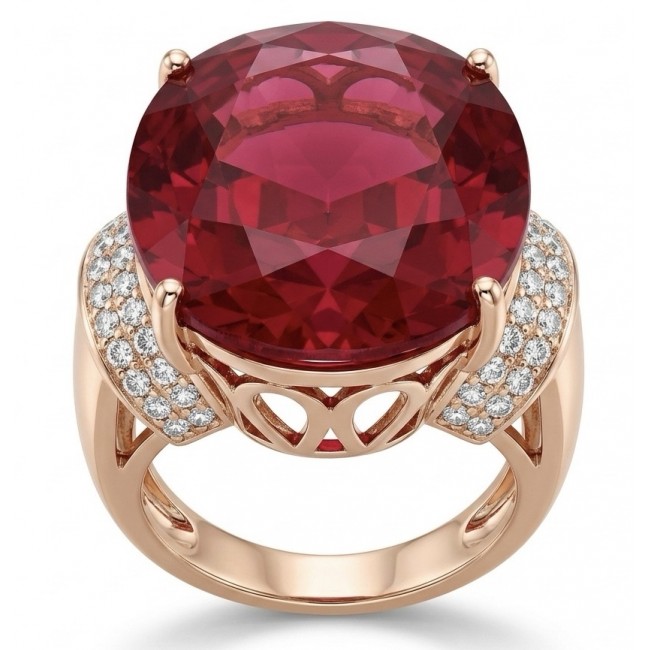 Royalty Natural 25.4 carat Ruby .925 Sterling Silver dipped in 22K Rose Gold handmade Large Statement Ring size 6 1/4