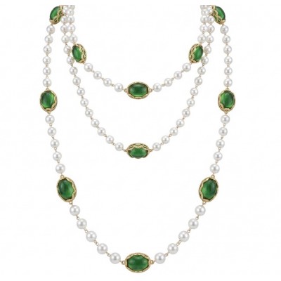 Incredible 48 inches long Freshwater Pearl 10K Gold over .925 Sterling Silver handmade Necklace