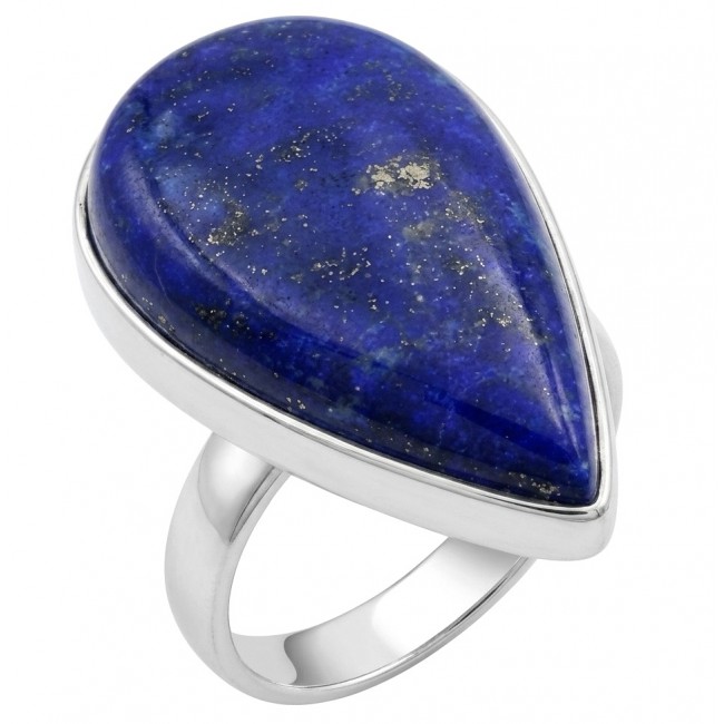 Natural 24.5 carat Lapis Lazuli .925 Sterling Silver handcrafted ring size 8 adjustable