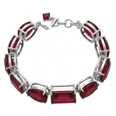 Bella Rosa - Magnificent 152.4 carat authentic Ruby .925 Sterling Silver handcrafted Bracelet