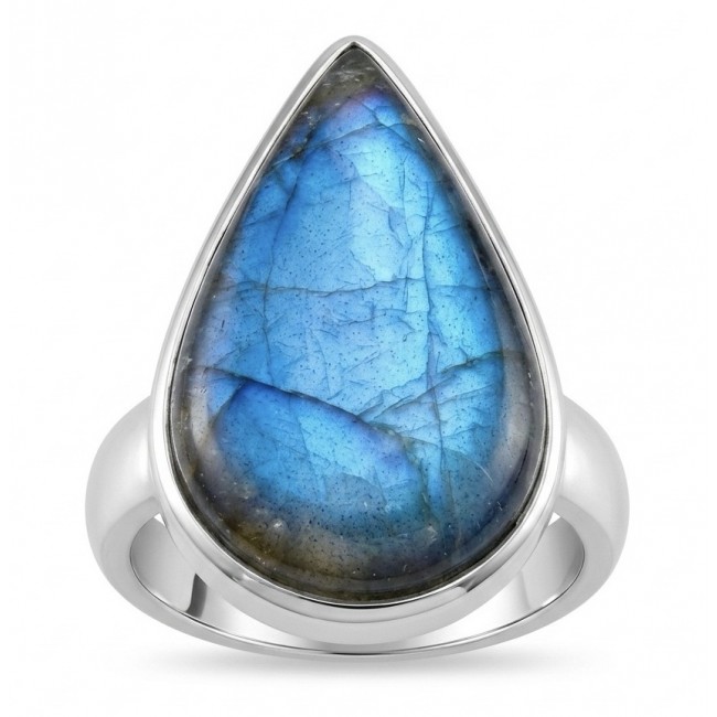 Shimmering Natural Labradorite .925 Sterling Silver handcrafted Large ring size 8 adjustable