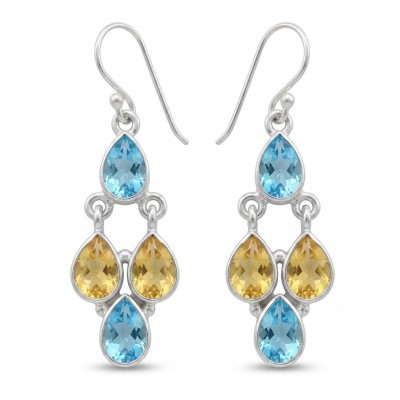 Fiesta Authentic 10.7 carat Multigem .925 Sterling Silver handcrafted earrings