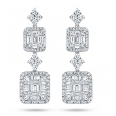 Carolyn - Precious 9.5 carta White Topaz rhodium over .925 Sterling Silver .925 Sterling Silver Statement earrings