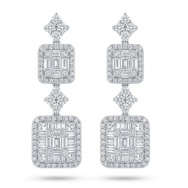 Carolyn - Precious 9.5 carta White Topaz rhodium over .925 Sterling Silver .925 Sterling Silver Statement earrings