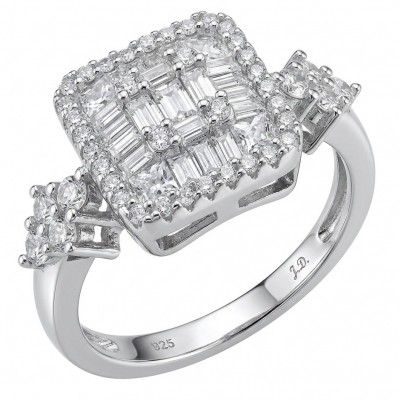 Carolyn - Precious 35.5 carta White Topaz rhodium over .925 Sterling Silver .925 Sterling Silver Statement ring size 6 1/4