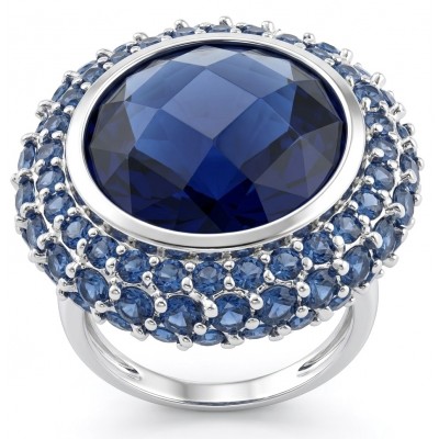 Julietta 14.8 carat London Blue Topaz .925 Sterling Silver handmade Statement Ring size 6
