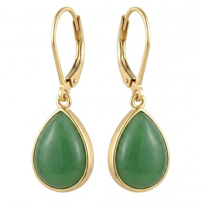 Unique genuine Jade 18K Gold over over .925 Sterling Silver handcrafted earrings