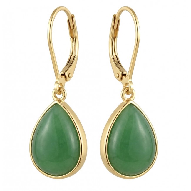Unique genuine Jade 18K Gold over over .925 Sterling Silver handcrafted earrings