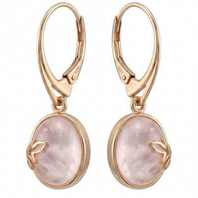 Authentic 10.2 carat Rose Quartz 14K Gold over .925 Silver handcrafted Statement earrings