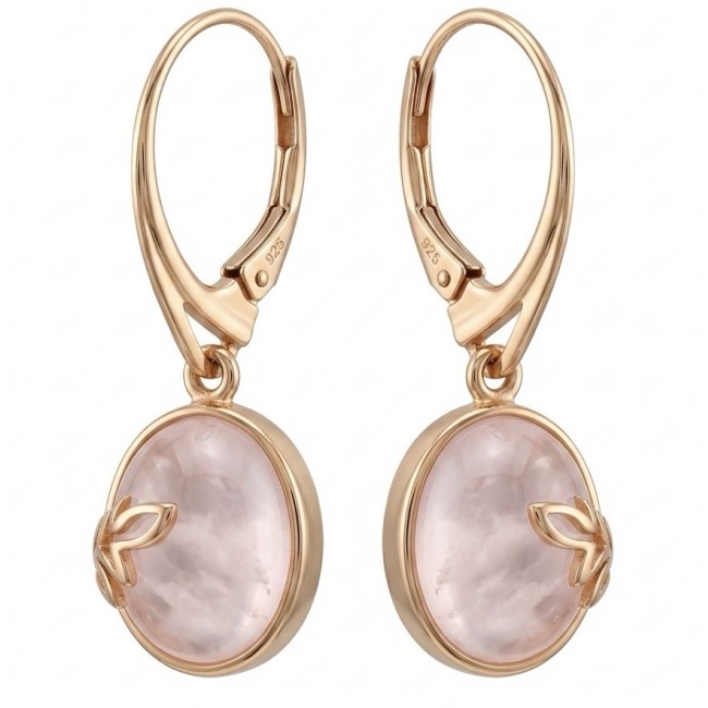 Authentic 10.2 carat Rose Quartz 14K Gold over .925 Silver handcrafted Statement earrings