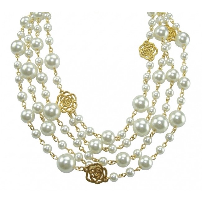 Sublime 60 inches long FRESH WATER PEARL 10k Gold over .925 Sterling Silver handmade Necklace