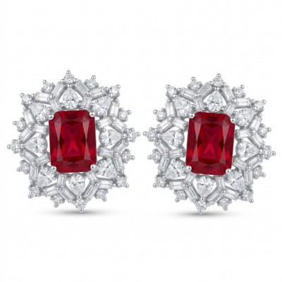 Antonia 4.5 carat Ruby dippedin rhodium .925 Sterling Silver brilliantly handcrafted earrings
