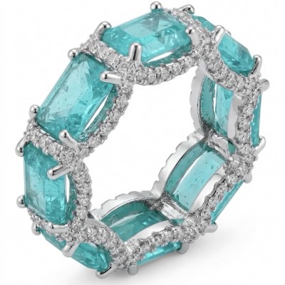 Angel's Wish 22.8 carat Aquamarine .925 Sterling Silver handcrafted infinity ring size 8